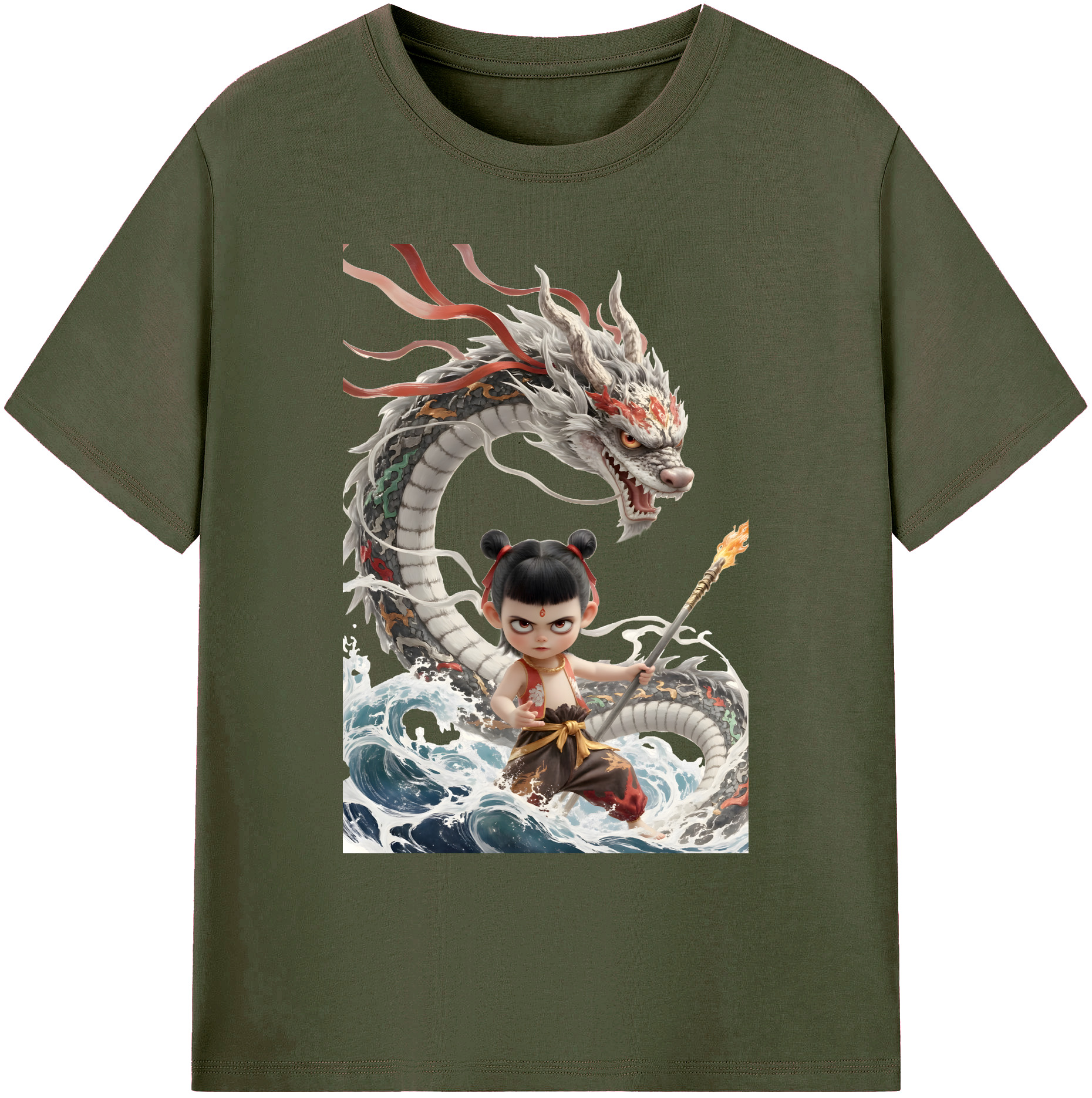（画像用） Ne Zha 2 ナタ 魔童の大暴れ 綿100％ メンズ半袖Tシャツ｜肌触りやわらか＆通気性